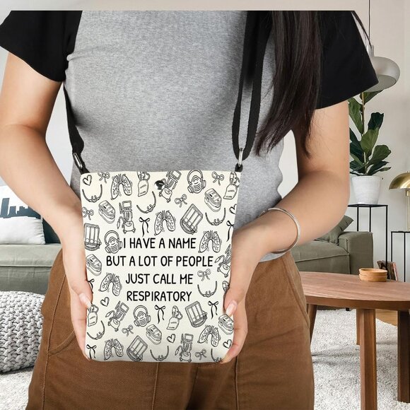 Black Waterproof Canvas Crossbody Bag for Respiratory Nurses - Practical Gift fo - Picture 8 of 8